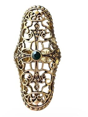 Gold Filigree Oval Statement Ring with gem Stone